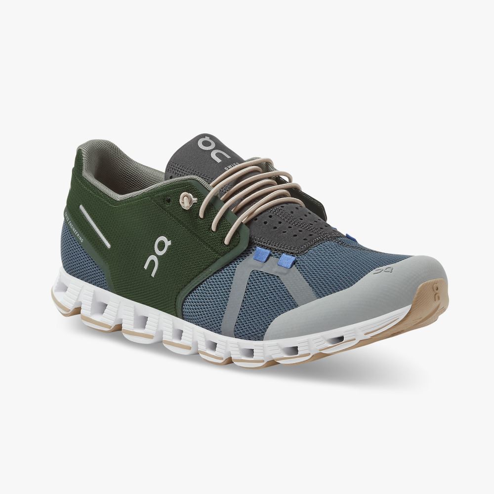 On Running Cloud Sneakers Herr Gröna Blå | TLH8135TW