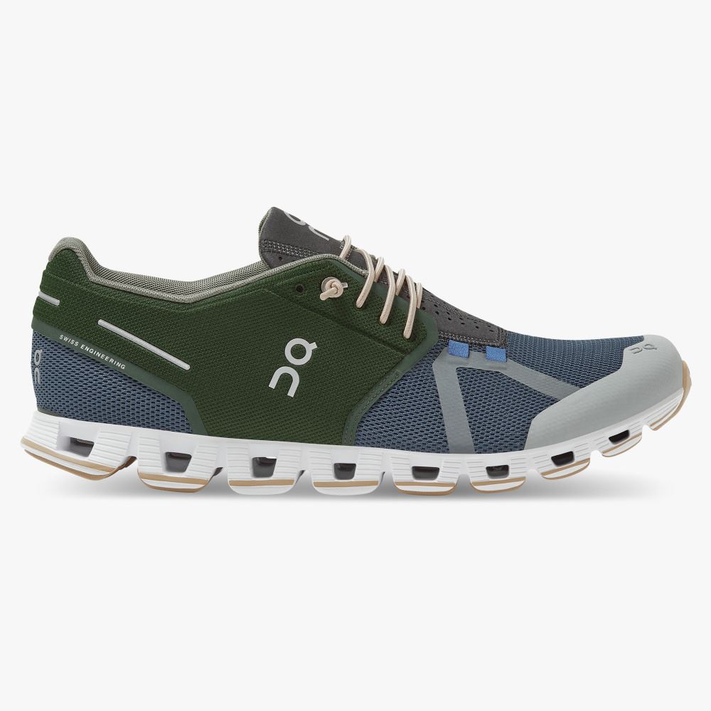 On Running Cloud Sneakers Herr Gröna Blå | TLH8135TW
