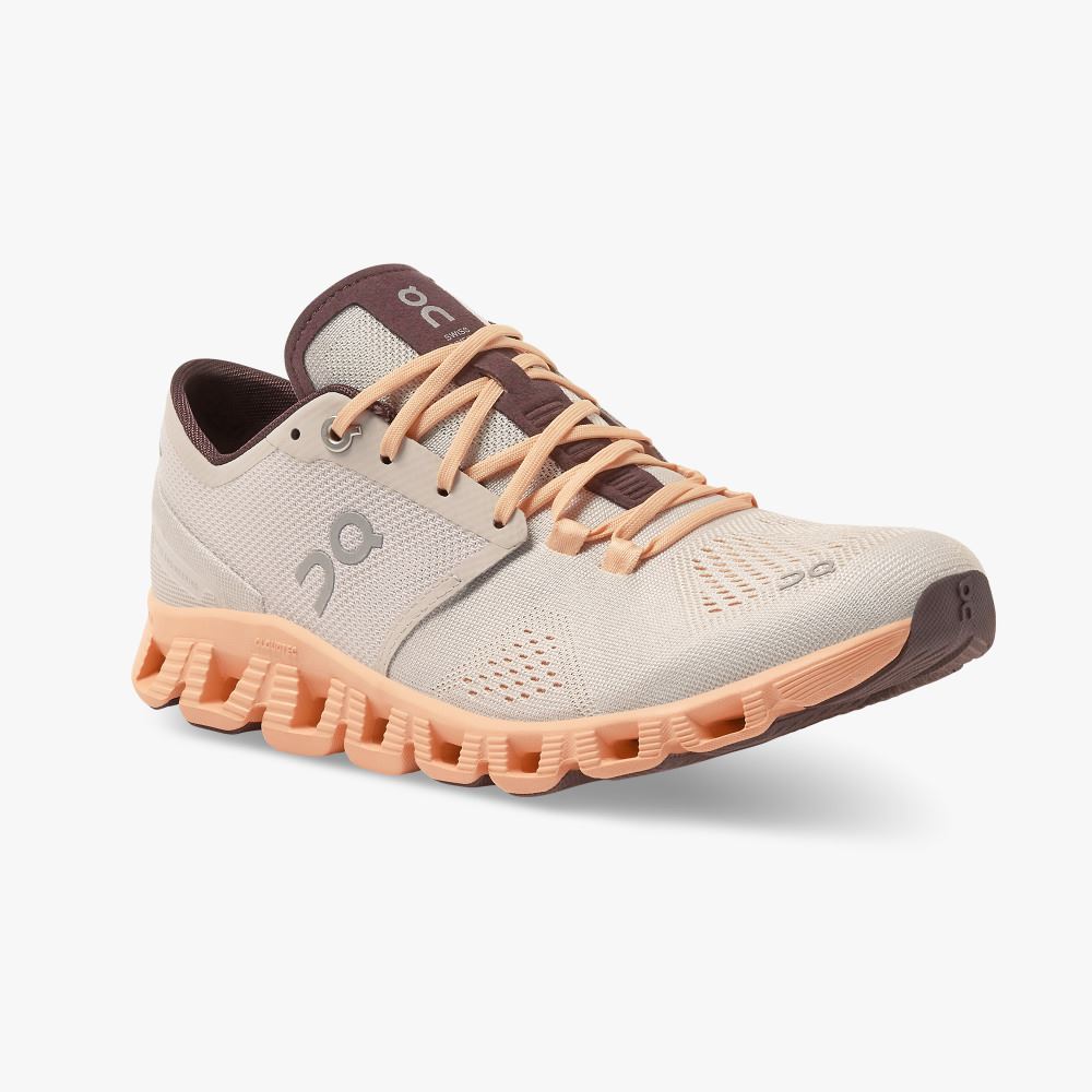 On Running Cloud X Stabila Löparskor Dam Grå Aprikos | QGA75SZ