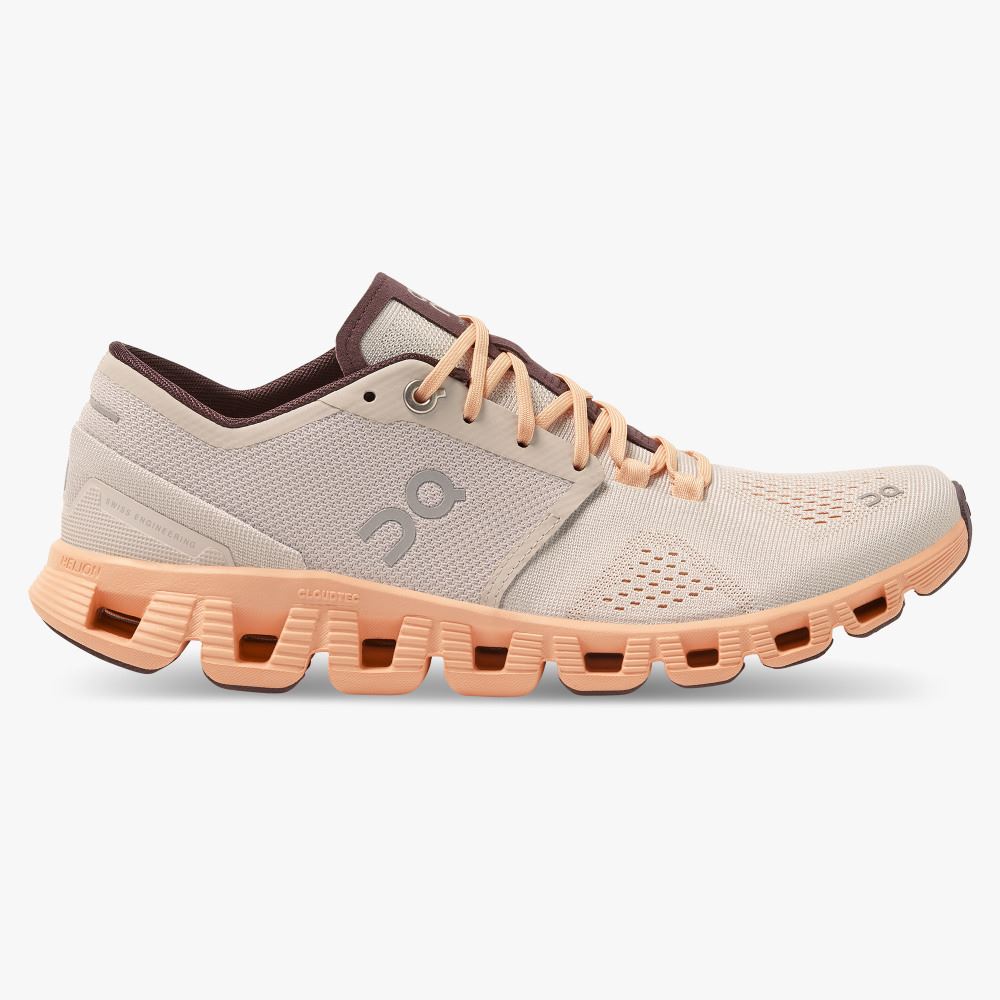 On Running Cloud X Stabila Löparskor Dam Grå Aprikos | QGA75SZ